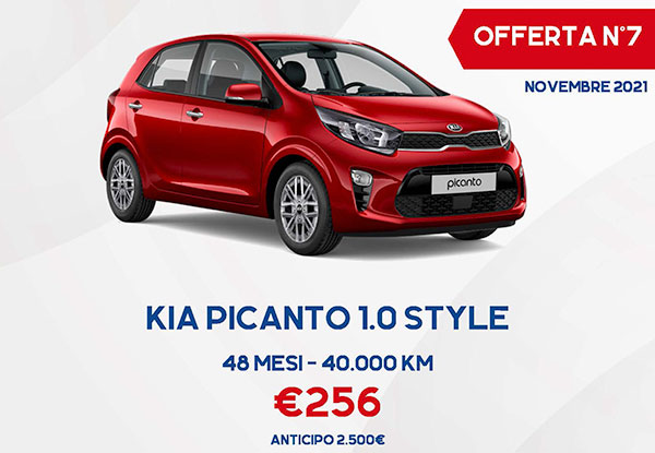 Kia Picanto 1.0 Style da 256 euro al mese